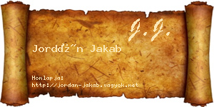 Jordán Jakab névjegykártya